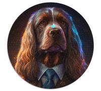 Rompecabezas Redondo de 1000 Piezas Boss Golden Retriever, Rompecabezas de 1000 Piezas, divertirse en Familia en Navidad, Acción de Gracias, cumpleaños y Pascua, 67,5 x 67,5 cm