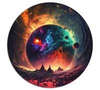 Rompecabezas Redondo de 1000 Piezas: Colapso de Planetas imposibles Rompecabezas para Adultos, Ideal para cumpleaños, Vacaciones, Navidad, Halloween (67,5x67,5cm)