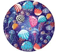 Rompecabezas Redondo de 1000 Piezas con Letras en el Reverso Planetas Animales Ciudades Patrones de Arte de Ilustración 65 cm Diámetro Puzzle Circular para Alivio del Estrés Decoración de Pared