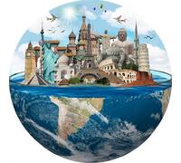 Rompecabezas Redondo de 1000 Piezas con Letras en el Reverso Planetas Animales Ciudades Patrones de Arte de Ilustración 68.6 cm Diámetro Puzzle Circular para Alivio del Estrés Decoración de Pared