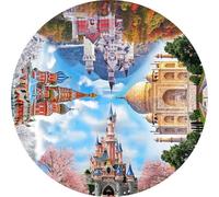 Rompecabezas Redondo de 1000 Piezas con Letras en el Reverso Planetas Animales Ciudades Patrones de Arte de Ilustración 68.6 cm Diámetro Puzzle Circular para Alivio del Estrés Decoración de Pared