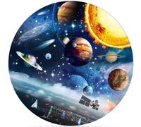 Rompecabezas Redondo de 1000 Piezas con Letras en el Reverso Planetas Animales Ciudades Patrones de Arte de Ilustración 68.6 cm Diámetro Puzzle Circular para Alivio del Estrés Decoración de Pared