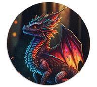 Rompecabezas Redondo de 1000 Piezas con un Adorable dragón de Papel, Ideal para Adolescentes y familias, cumpleaños (67,5x67,5cm)