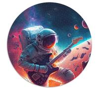 Rompecabezas Redondo de 1000 Piezas de Astronauta Tocando la Guitarra para Adultos, Juego Interactivo Familiar, decoración del hogar DIY, Regalo desafiante y Estimulante (67,5x67,5cm)