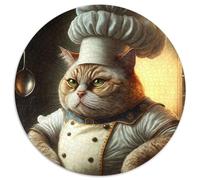 Rompecabezas Redondo de 1000 Piezas de Chef Cat para Adultos, Ideal para decoración del hogar, Año Nuevo para Adolescentes, 67,5 x 67,5 cm.