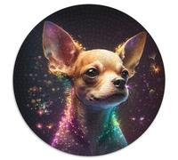 Rompecabezas Redondo de 1000 Piezas de Chihuahua. Rompecabezas de 1000 Piezas divertirse en Familia en Navidad, Acción de Gracias, cumpleaños y Pascua. 67,5 x 67,5 cm.