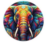 Rompecabezas Redondo de 1000 Piezas de Elefantes Coloridos y extraños para Adultos Regalo Ideal para Familiares y Amigos Un desafío para el Cerebro (67,5x67,5cm)