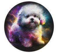 Rompecabezas Redondo de 1000 Piezas de fantasía de Bichón Frisé, 1000 Piezas, decoración artística DIY, Regalo de cumpleaños, 67,5 x 67,5 cm