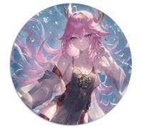 Rompecabezas Redondo de 1000 Piezas de Genshin Impact Yae Miko. Rompecabezas de 1000 Piezas para Adultos. Diseño intrincado para Adolescentes,decoración DIY y diversión para estimular el Cerebro