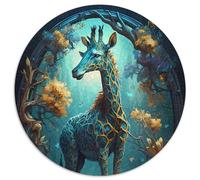 Rompecabezas Redondo de 1000 Piezas de Jirafa fantástica para Adultos, Regalo Ideal para Familiares y Amigos, un desafío para la Mente (67,5x67,5cm)
