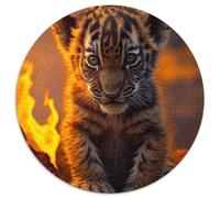 Rompecabezas Redondo de 1000 Piezas de Little Fire Tigers. Un desafío para Adolescentes, Ideal para una Noche de Juegos en Familia (tamaño 67,5 x 67,5 cm).