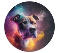 Rompecabezas Redondo de 1000 Piezas de Staffordshire Bull Terrier. Rompecabezas de 1000 Piezas divertirse en Familia en Navidad, Acción de Gracias, cumpleaños y Pascua. 67,5 x 67,5 cm.