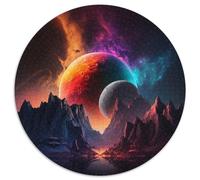 Rompecabezas Redondo de 1000 Piezas del Universo y Planetas para Adultos, Ideal para decoración del hogar y la Oficina, Fiestas, cumpleaños y Regalos navideños, 67,5 x 67,5 cm.