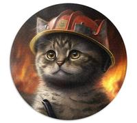 Rompecabezas Redondo de 1000 Piezas Gato Bombero, 1000 Piezas para Adultos, Juego Interactivo Familiar, desafío Mental, Juguete Educativo, 67,5 x 67,5 cm