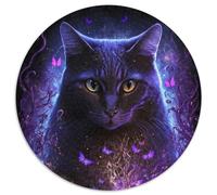 Rompecabezas Redondo de 1000 Piezas Gato Mágico para Adultos, navideño y decoración del hogar (tamaño 67,5 x 67,5 cm)
