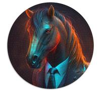 Rompecabezas Redondo de 1000 Piezas Jefe Caballo, 1000 Piezas para Adultos, diseño intrincado para Adolescentes, decoración DIY y diversión para estimular el Cerebro, 67,5 x 67,5 cm