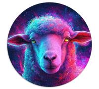 Rompecabezas Redondo de 1000 Piezas Oveja Galaxia, Ideal para Adultos y decoración del hogar, Año Nuevo para Adolescentes (67,5x67,5cm)