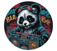 Rompecabezas Redondo de 1000 Piezas para Adultos con diseño de Panda y Radio. Juego Decorativo Que estimula el Cerebro y es un Juguete Interactivo Familiar de 67,5 x 67,5 cm.