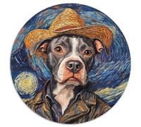 Rompecabezas Redondo de 1000 Piezas para Adultos con diseño de Perro Van Gogh Nivel Principiante: Ideal para cumpleaños y Regalos navideños (67,5x67,5cm)