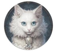 Rompecabezas Redondo de 1000 Piezas para Adultos, diseño de Gatito Blanco Esponjoso, Juego de ingenio para Adolescentes, Fiestas, 67,5 x 67,5 cm.
