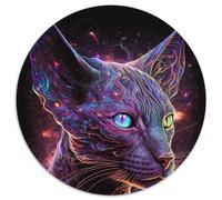 Rompecabezas Redondo de 1000 Piezas para Adultos, Hermoso Rompecabezas de cartón de Gato de la Jungla, cumpleaños, festividades y decoración del hogar (67,5x67,5cm)