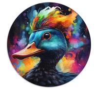 Rompecabezas Redondo de cartón Art Duck de 1000 Piezas para Adultos, diseño intrincado para Adolescentes, decoración DIY y diversión para estimular el Cerebro 67,5 x 67,5 cm