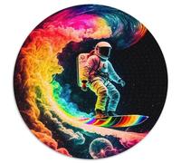 Rompecabezas Redondo de cartón de 1000 Piezas para Adultos, con Astronauta surfeando. Un desafío para Adolescentes, Decorar el hogar o Regalar (67,5 x 67,5 cm).