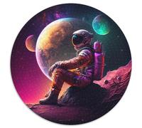 Rompecabezas Redondo de cartón de 1000 Piezas Universo Planeta Astronauta, Juego Interactivo Familiar, Regalo de desafío Mental, 1000 Piezas (67,5x67,5cm)