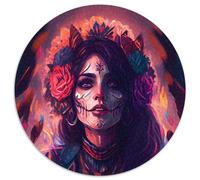 Rompecabezas Redondo del Día de los Muertos para Adultos, 1000 Piezas, para Principiantes, Ideal para cumpleaños y Regalos Festivos (67,5x67,5cm)