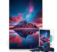 Rompecabezas Reflejo de montaña bajo la Aurora Boreal para Adultos, 1000 Piezas, Juguete Intelectual, Juego Relajante, Arte de Pared (38x26cm)