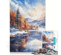 Rompecabezas Reflejo del Amanecer Invernal 1000 Piezas Juego de Habilidad Mental Corte Láser Tiempo Tranquilo Ejercicio Mental en Casa (38x52cm)
