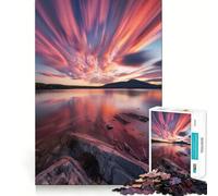Rompecabezas Reflejo del Cielo al Atardecer de 1000 Piezas para Adolescentes Juguete de lógica Resistente Actividad para el hogar Bordes Transparentes Regalo Ideal 38x26cm