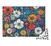 Rompecabezas Regalo Patrón Flores Silvestres Coloridas 1000 Piezas Adultos Flores Silvestres Variadas Densas Florales Coloridas Grueso Resistente Desafiante Alivio Estrés 52x38cm/1000pzs