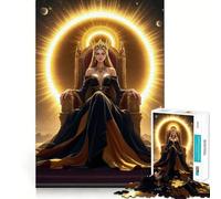 Rompecabezas Reina en Trono Dorado 1000 Piezas Juguete para Desarrollar la Mente Juego Relajante Corte de Precisión Pieza de Colección Artística (38x52cm)