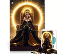 Rompecabezas Reina en Trono Dorado para Adultos, 1000 Piezas, Fortalece la Memoria, Vínculos Familiares, Bordes Limpios, Regalo de Cumpleaños (38x26cm)