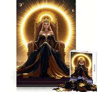 Rompecabezas Reina en Trono Dorado para Adultos, 1000 Piezas, Fortalece la Memoria, Vínculos Familiares, Bordes Limpios, Regalo de Cumpleaños (38x26cm)