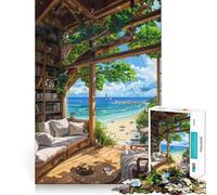 Rompecabezas Retiro en una Villa Junto al mar para Adolescentes, 1000 Piezas Fortalece la Memoria Pasatiempo Tranquilo Borde de Calidad Regalo Festivo (50x75cm)