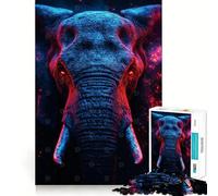 Rompecabezas Retrato de Elefante neón para Adultos, 1000 Piezas, Juguete de lógica, Momento de Paz, Corte Suave, Regalo Premium (38x26cm)
