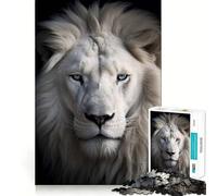 Rompecabezas Retrato de León Blanco 1000 Piezas Juego Think Boost Cierre hermético Sin Piezas Sueltas Desafío Interactivo para el Cerebro en casa (38x52cm)