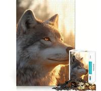 Rompecabezas Retrato de Lobo en luz Dorada para Adolescentes,1000 Piezas,Juego para estimular la Mente,Piezas sin Rebabas,Corte Limpio,fácil de Aprender,diversión para Toda la Familia (38x26cm)