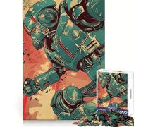 Rompecabezas Retro Azul de Robot Corredor de 1000 Piezas para Adultos Juguete Inteligente para el hogar Corte Suave Sorpresa navideña (38x26cm)