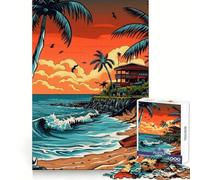 Rompecabezas Retro Beach Summer Vibes de 1000 Piezas para Adultos Que fortalecen la Memoria, Ideales para Disfrutar en Grupo, con Bordes limpios y un diseño Elegante (38x26cm)