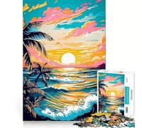 Rompecabezas Retro Beach Sunset de 1000 Piezas para Adolescentes Juguete de razonamiento y Habilidad Divertido y Relajante Corte preciso Regalo Ideal (38x26cm)