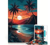 Rompecabezas Retro Beach Sunset de 1000 Piezas para Adolescentes, Juguete Intelectual, relajación Mental, Corte de Calidad, Regalo navideño (50x75cm)