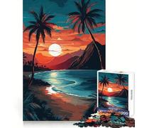 Rompecabezas Retro Beach Sunset de 1000 Piezas para Adultos Ideal para estimular la Memoria, Relajarse y Jugar con Rompecabezas Corte Suave Regalo de cumpleaños (38x26cm)