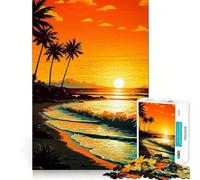 Rompecabezas Retro Beach Sunset de 1000 Piezas para Adultos y Adolescentes Recuerda armarlo Lentamente Disfruta de un Corte preciso Arte Coleccionable (38x26cm)
