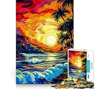 Rompecabezas Retro Beach Sunset para Adolescentes, 1000 Piezas, Juguete para desarrollar la Mente, diseño de Entretenimiento Suave, Regalo Premium (50x75cm)