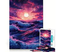 Rompecabezas Retro Beach Waves de 1000 Piezas para Adolescentes, Juguete de lógica, Divertido y silencioso, Corte Suave, Regalo Encantador (50x75cm)