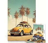 Rompecabezas Retro Beetle on The Beach de 1000 Piezas para Adolescentes Rompecabezas Think Toy Together Divertido, de Corte preciso Arte Coleccionable (38x52cm)