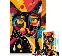 Rompecabezas Retro Cat de 1000 Piezas para Adultos Mejora la Memoria y Alivia la ansiedad Bordes precisos Sorpresa navideña (38x26cm)